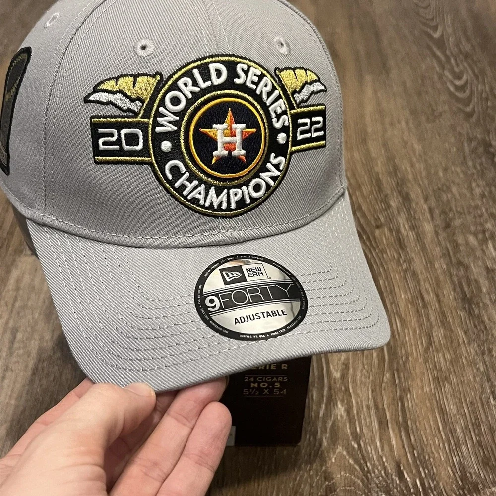 New Era Houston Astros Snapback Hat Gray Black‎ 2022 World Series Champ 49Forty
